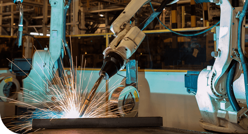 Robotic arm welding with sparks